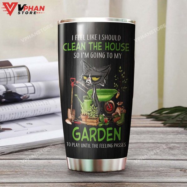 Gardening Cute Cat Personalized Steel Tumbler