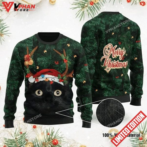 Gifury Cat Christmas Sweater Merry Christmas Black Cat