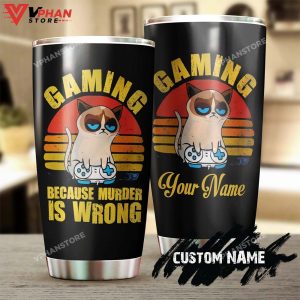 Grumpy Cat Gaming Because Murder Is Wrong Personalized Tumbler 1