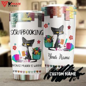 Grumpy Cat Scrapbooking Cat Murder Is Wrong Personalized Tumbler 1