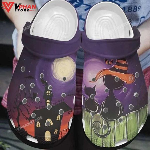 Halloween Black Cat Night Clogs Shoes