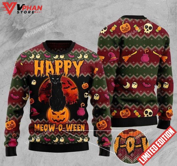 Halloween Happy Cat Ugly Christmas Sweater