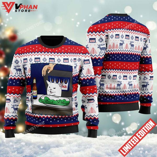 Hamms Beer Cat Meme Christmas Ugly Sweater