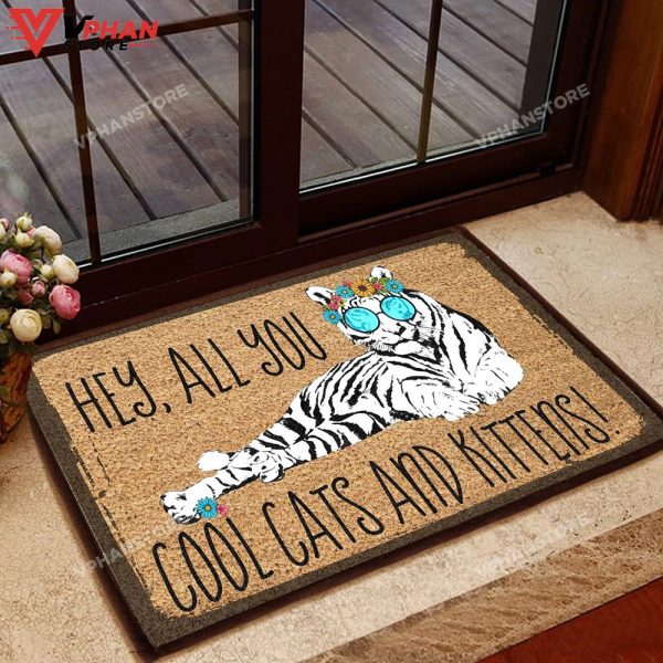 Hey All You Cool Cat Kittens Coir Pattern Doormat