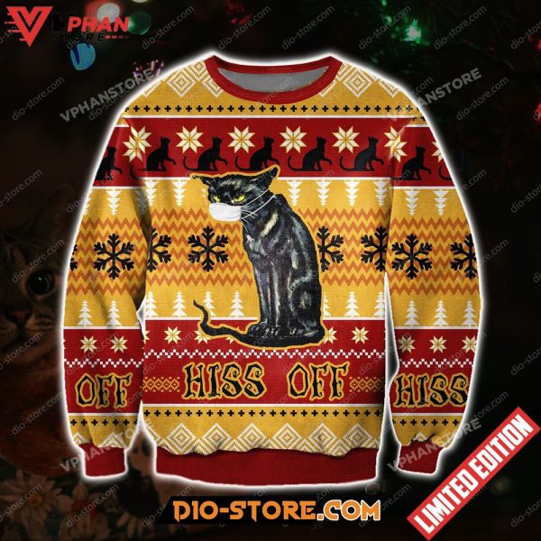 Hiss Off Cat Ugly Christmas Sweater