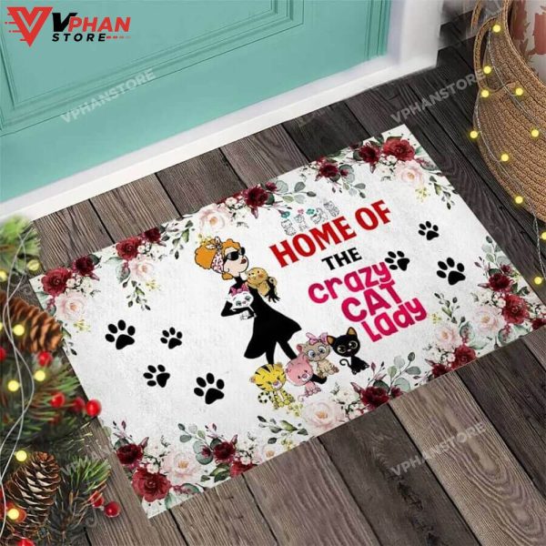 Home Of The Crazy Cat Lady Easy Clean Welcome DoorMat