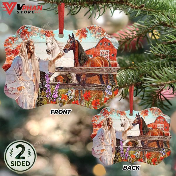 Horse Jesus Autumn Christmas Ornament