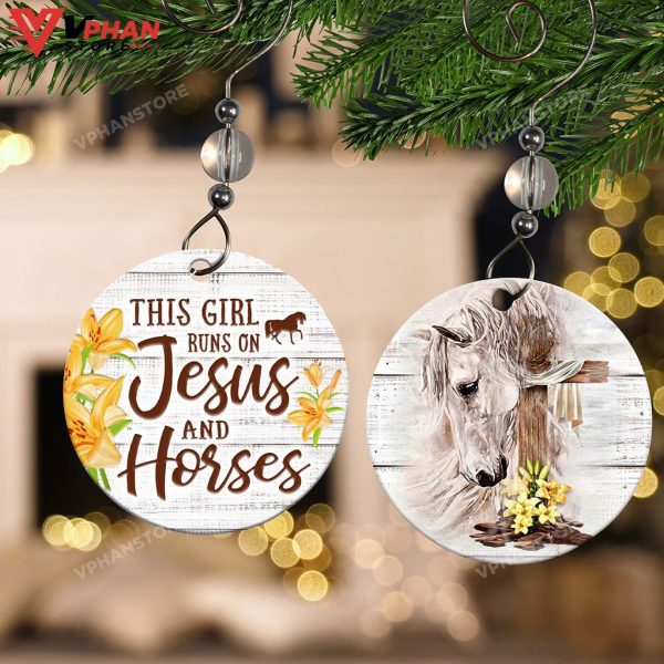 Horse Jesus Ceramic Circle Ornament