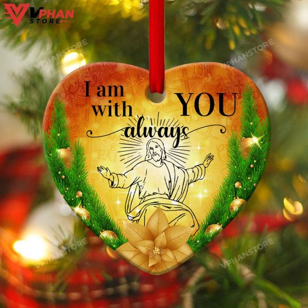 I Am With You Always Jesus Ceramic Heart Ornament