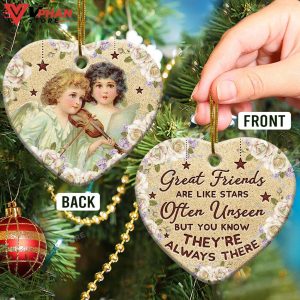 Jesus Angel Bestie Great Friends Are Like Stars Heart Ceramic Ornament 1