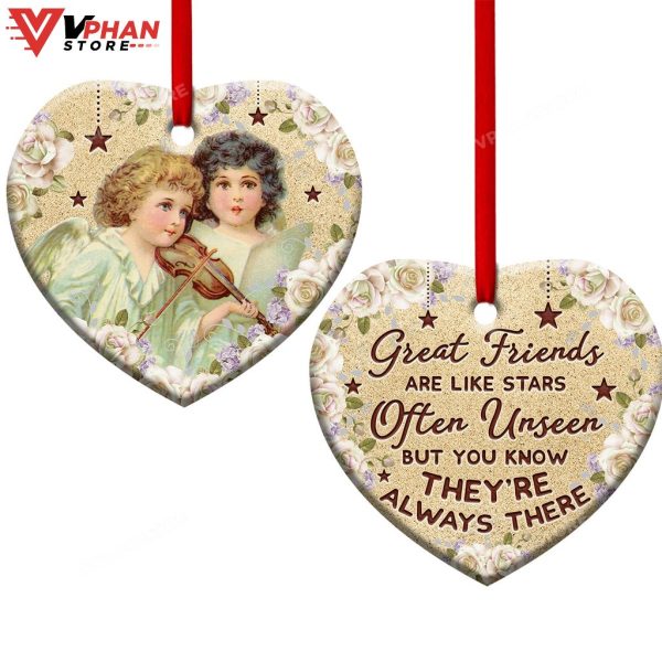 Jesus Angel Bestie Great Friends Are Like Stars Heart Ceramic Ornament