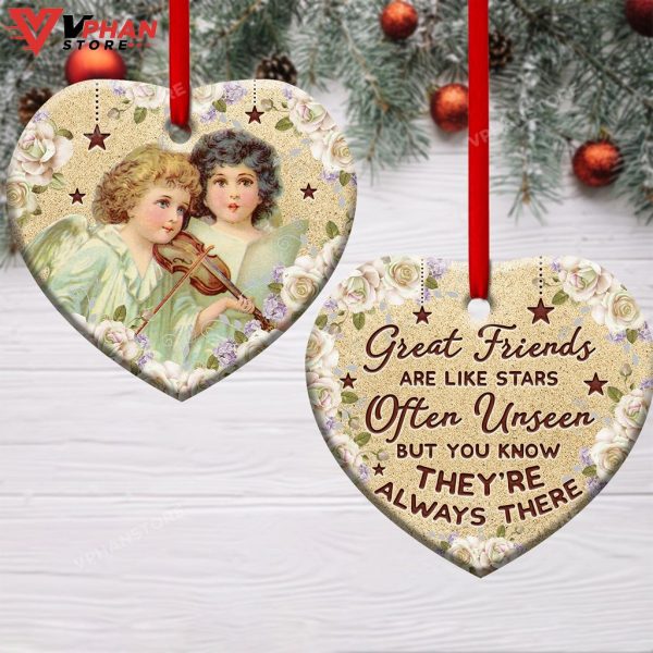 Jesus Angel Bestie Great Friends Are Like Stars Heart Ceramic Ornament