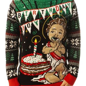 Jesus Birthday Boy Cake Smash Ugly Christmas Sweater 1