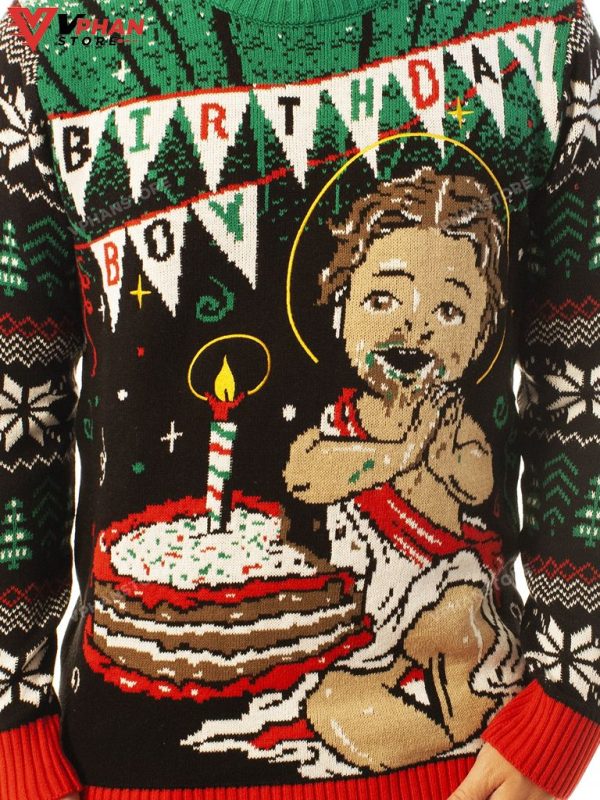 Jesus Birthday Boy Cake Smash Ugly Christmas Sweater