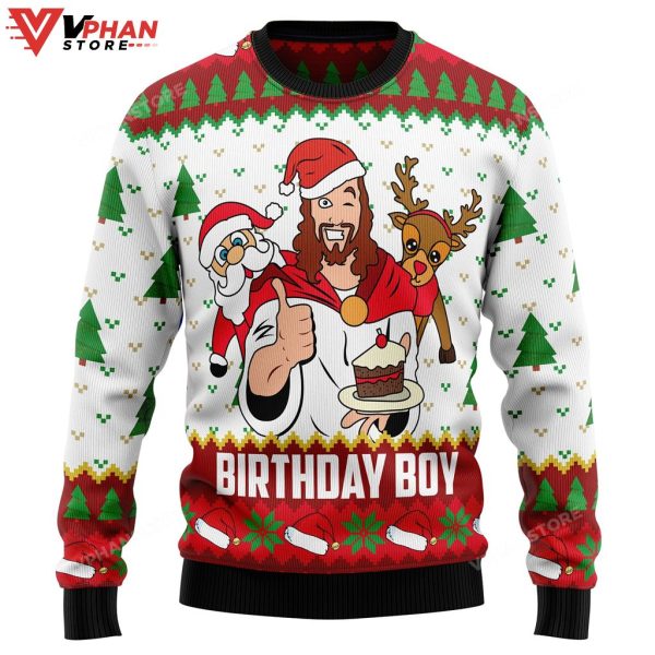 Jesus Birthday Boy Ugly Christmas Sweater