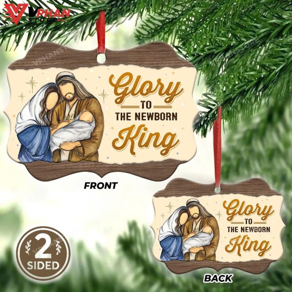 Jesus Glory To The Newborn King Metal Ornament, Christian Christmas Ornaments