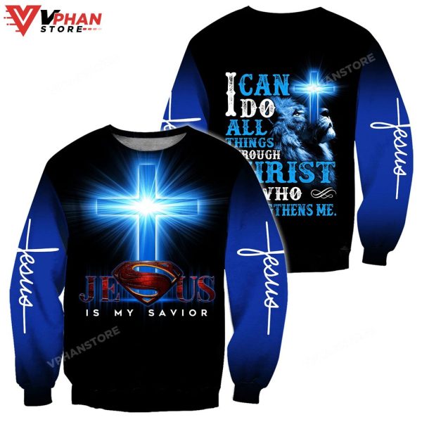 Jesus Is My Savior Blue Color Christian Sweatshirt