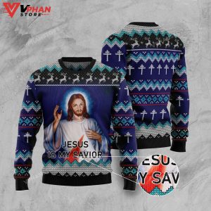 Jesus Is My Savior Xmas Gifts Jesus Christ Sweater 1