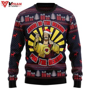 Jesus Is The Reason For The Season Funny Ugly Christmas Sweater 1
