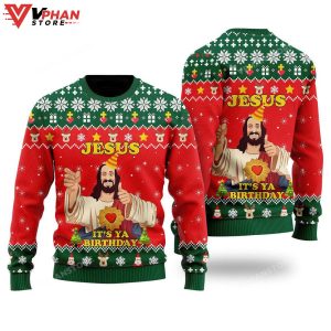 Jesus Its Ya Birthday Ugly Christmas Sweater 1