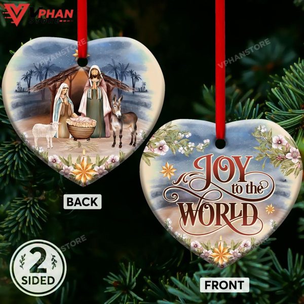 Jesus Joy To The World Heart Ceramic Ornament