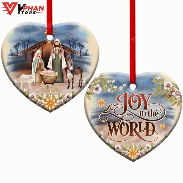 Jesus Joy To The World Heart Ceramic Ornament