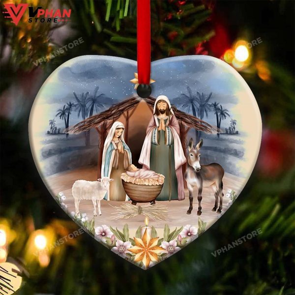 Jesus Joy To The World Heart Ceramic Ornament