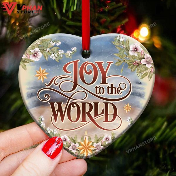 Jesus Joy To The World Heart Ceramic Ornament