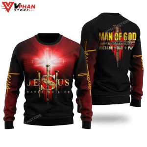 Jesus Man Of God Ugly Christmas Sweater 1