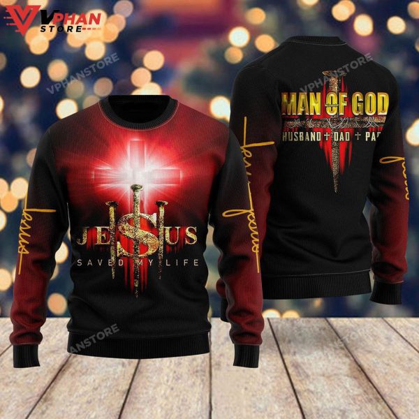 Jesus Man Of God Ugly Christmas Sweater