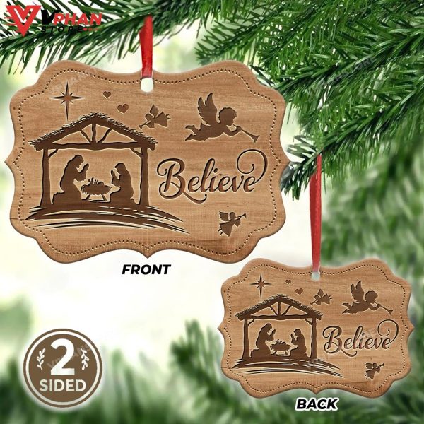 Jesus Nativity Believe Metal Ornament