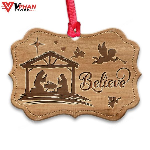 Jesus Nativity Believe Metal Ornament