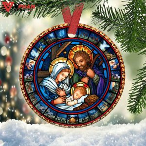 Jesus Nativity Ceramic Circle Decorative Ornament 1