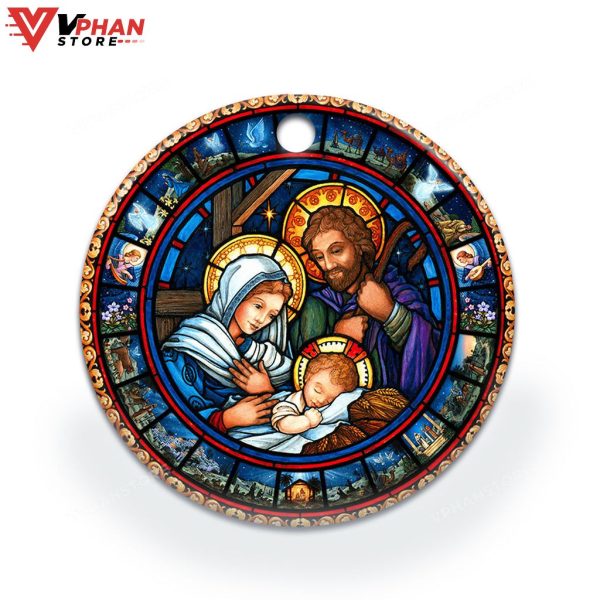 Jesus Nativity Ceramic Circle Decorative Ornament