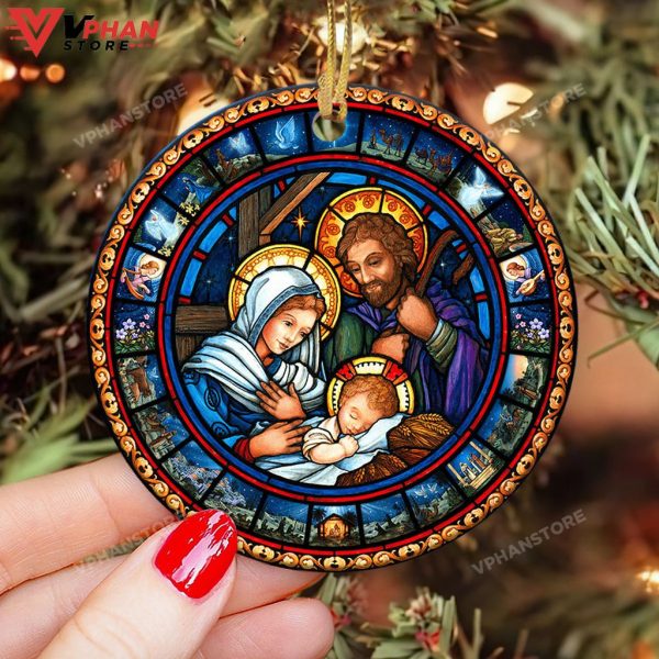 Jesus Nativity Ceramic Circle Decorative Ornament