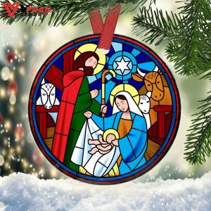 Jesus Nativity Ceramic Circle Ornament 1