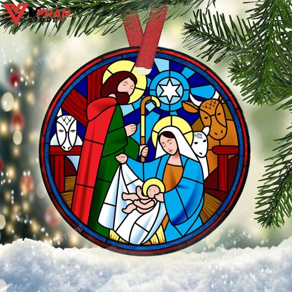 Jesus Nativity Ceramic Circle Ornament