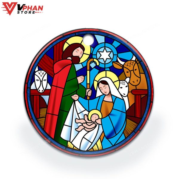 Jesus Nativity Ceramic Circle Ornament