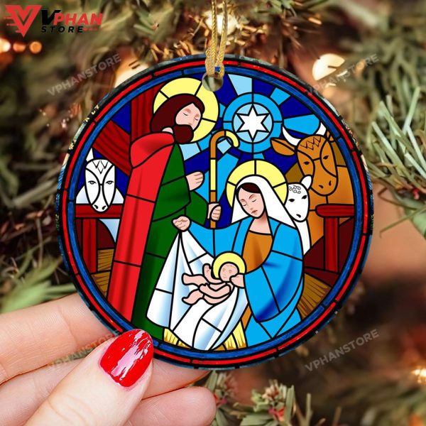 Jesus Nativity Ceramic Circle Ornament