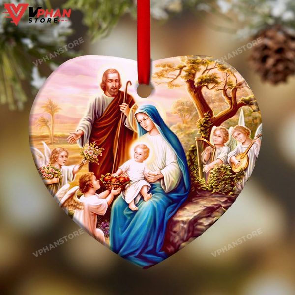 Jesus Nativity Heart Ceramic Xmas Ornament