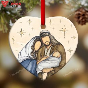 Jesus Nativity Heart Ceramic Christmas Ornament 1