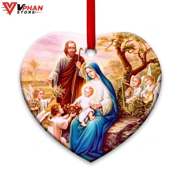 Jesus Nativity Heart Ceramic Xmas Ornament