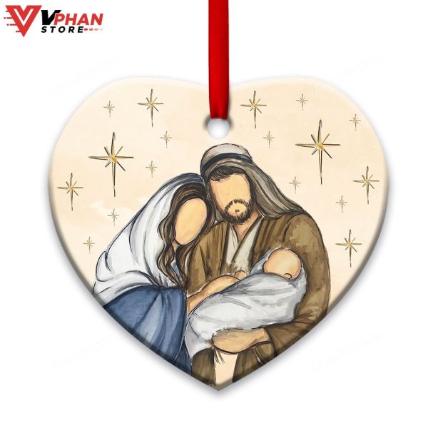 Jesus Nativity Heart Ceramic Xmas Ornament