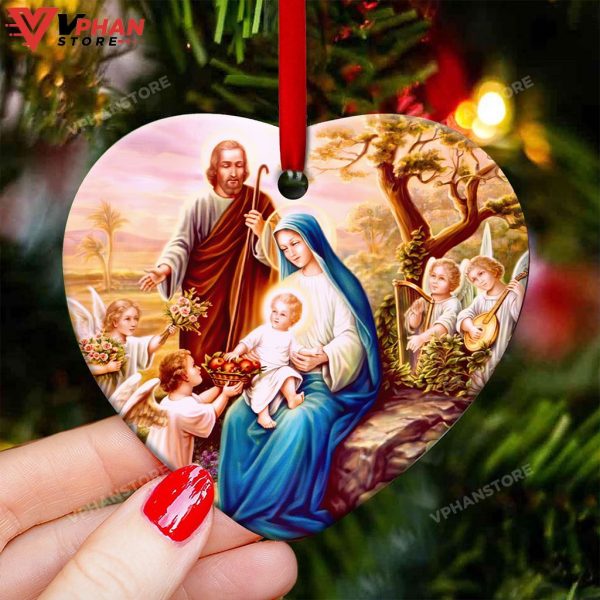 Jesus Nativity Heart Ceramic Xmas Ornament