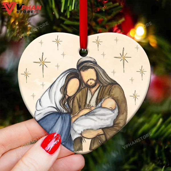 Jesus Nativity Heart Ceramic Xmas Ornament