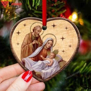 Jesus Nativity Heart Ceramic Ornament 1