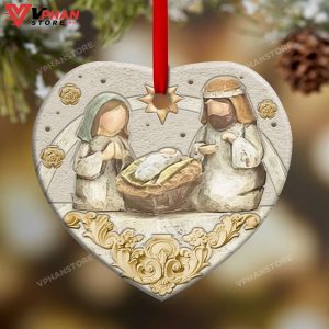 Jesus Nativity Heart Christmas Ornament 1