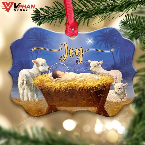 Jesus Nativity Joy Metal Christmas Ornament