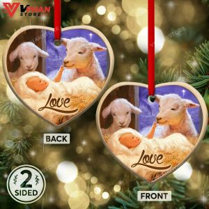 Jesus Nativity Love Heart Ceramic Ornament 1