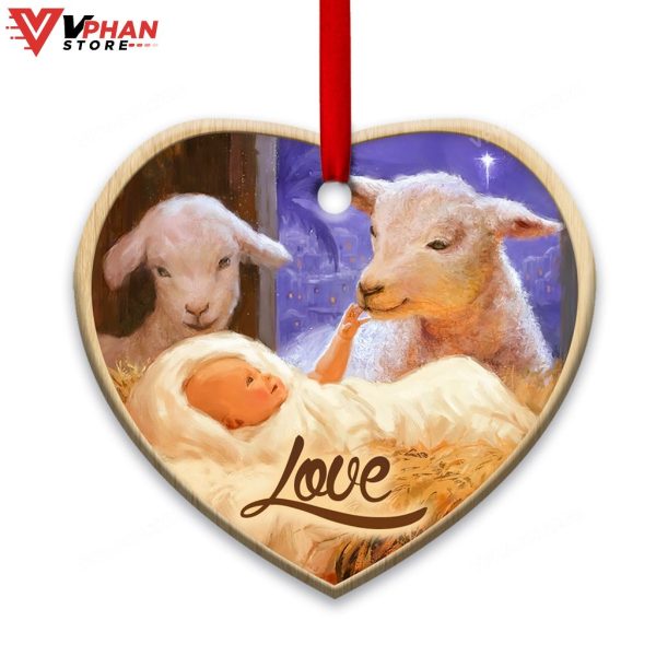 Jesus Nativity Love Heart Ceramic Ornament